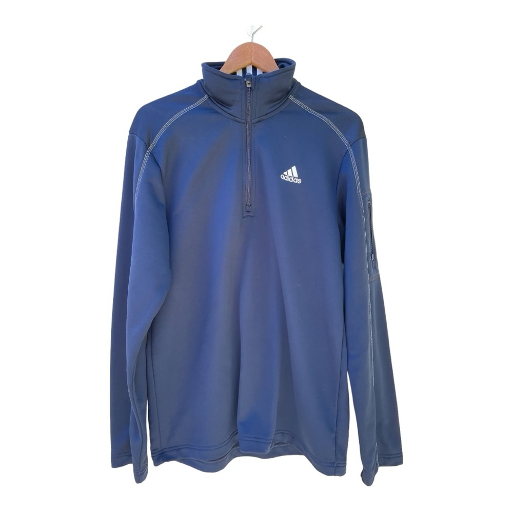 Adidas Blue Quarter Zip Pullover Long Sleeve Performance Sweatshirt Men's M